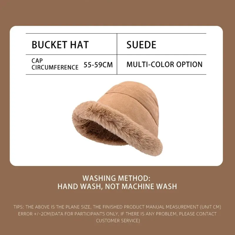 women bucket hat women winter furry bucket hat rolled brim faux fur cloche hat fleece lining autumn and winter windproof warm