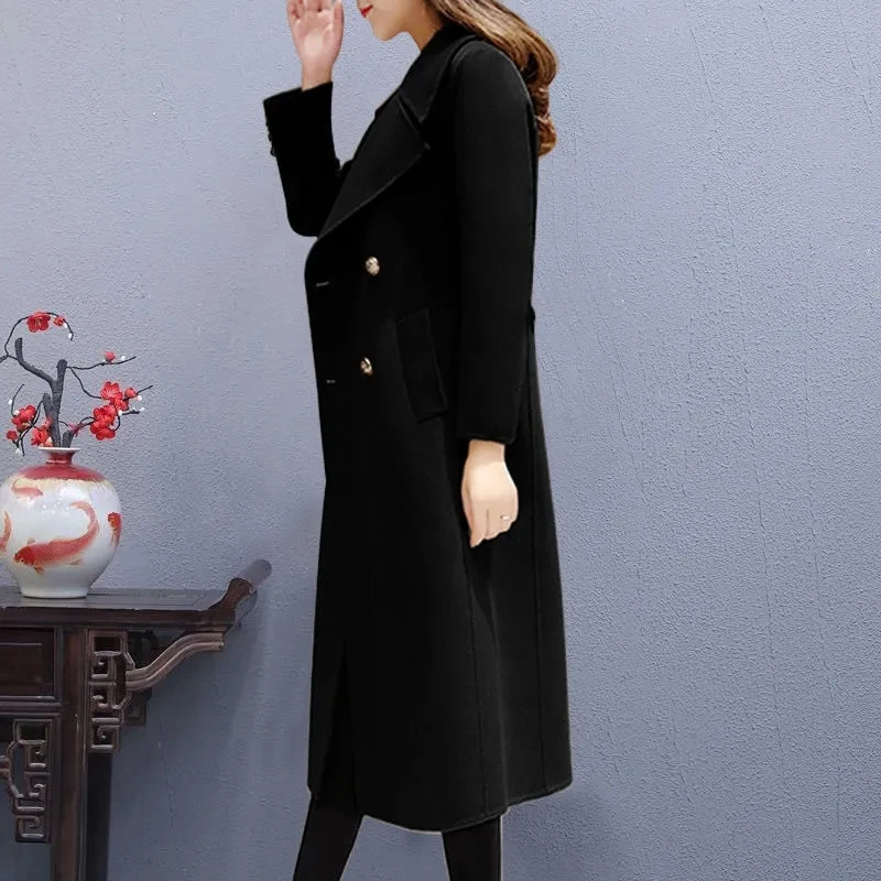 S-5XL High Quality Cashmere OutCoat For Women's 2025 New Winter Fashion Loose Fitting Long Woolen Coat Double-Breasted OutCoat