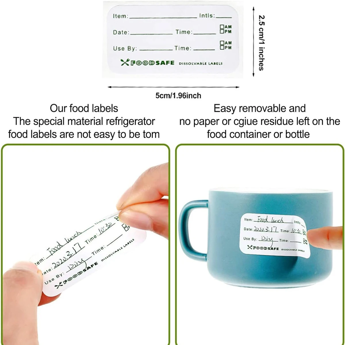 1 Rolls Food Storage Labels Adhesive Removable Food Labels Storage Freezer Sticker for Home Restaurant Date Safe Supplies