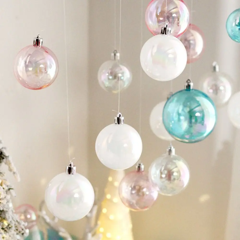

12/24Pcs 3/5/6cm Christmas Iridescent Balls Ornaments Christmas Tree Hanging Clear Fillable Baubles Drop Home Party Decoration