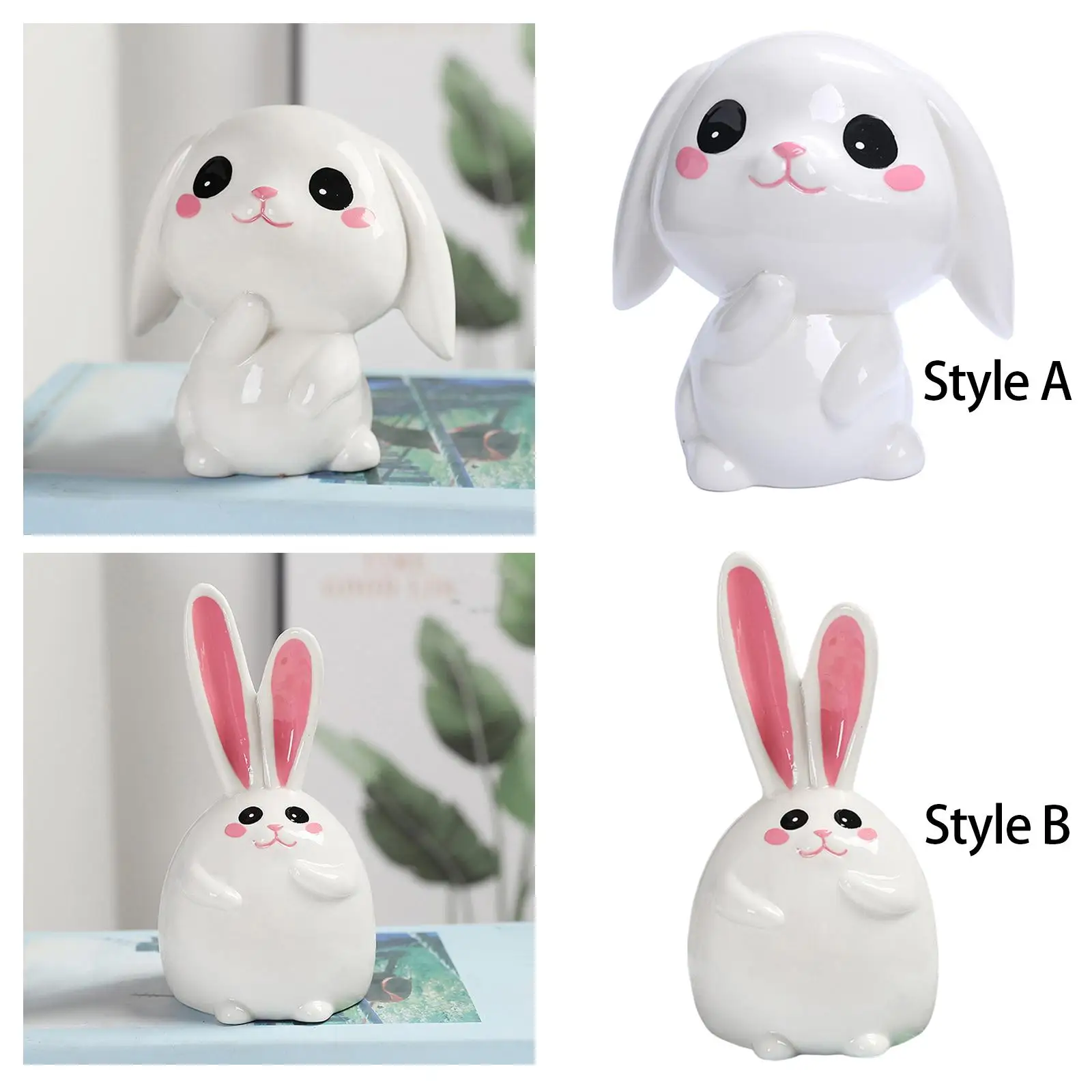 Ceramic Bunny Piggy Bank Desktop Ornaments Bunny Sculpture Rabbit Statue Money Bank, Coin Bank for Women Girls Boys Child