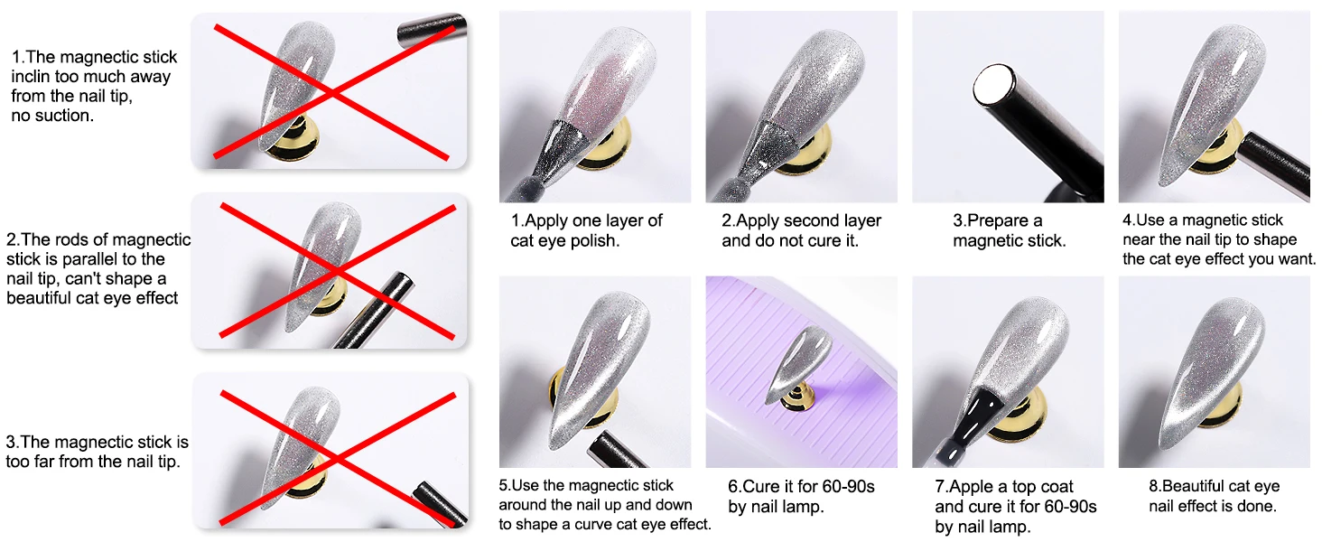 Description Picture 6 of itemYOKEFELLOW Cat Eye Gel Nail Polish 10Ml Brown 9D Holographic  Magnetic Professional Nail Gel Varnishes for Manicure salon DIY