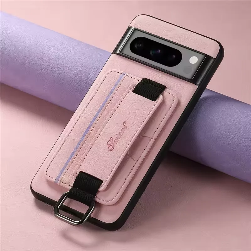 Luxury Business Leather Wallet Case with Wrist Strap and Card Holder