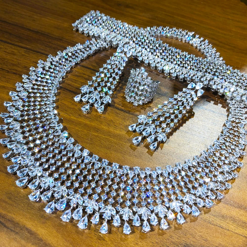 

Missvikki Роскошные Большие 4 шт. Ювелирные наборы для женщин ежедневный Блестящий Модный Оригинальный подарок для девочки цветение высокое качество свадебные аксессуары