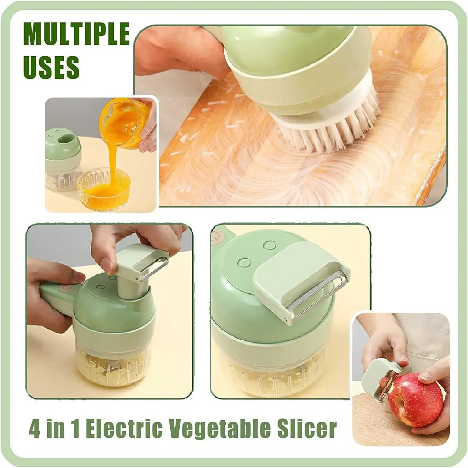 4 In 1 Handheld Electric Vegetable Cutter Set Mini Wireless Electric Garlic  Mud Masher Food Choppers And Dicers For Kitchen - Fruit & Vegetable Tools -  AliExpress