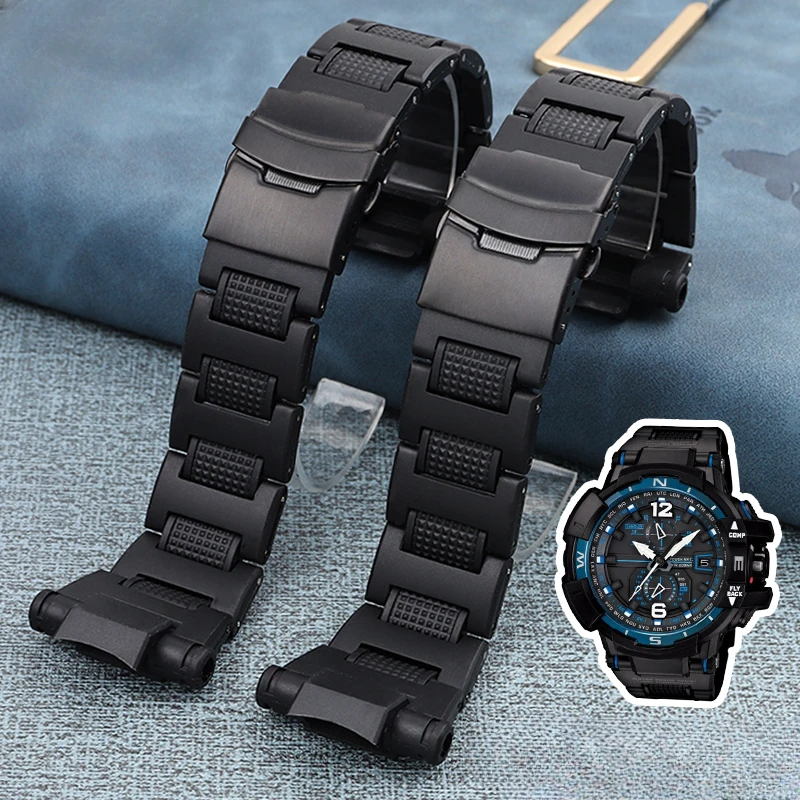 

Для Casio Air Fighter GW-A1100 соединительный стержень пластиковые стальные выпуклые интерфейсы Аксессуары Складная пряжка черный мужской ремешок для часов