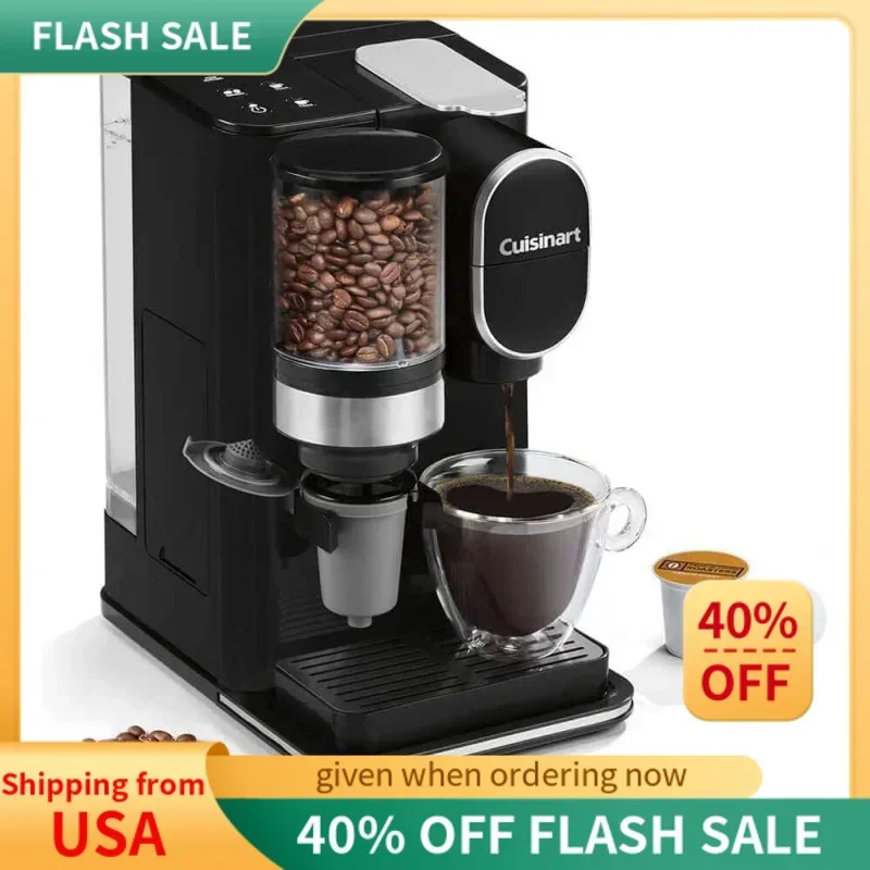QWCuisinart Single Serve Coffee Maker Coffee Grinder,48-Ounce Removable Reservoir,Black,DGB-2
