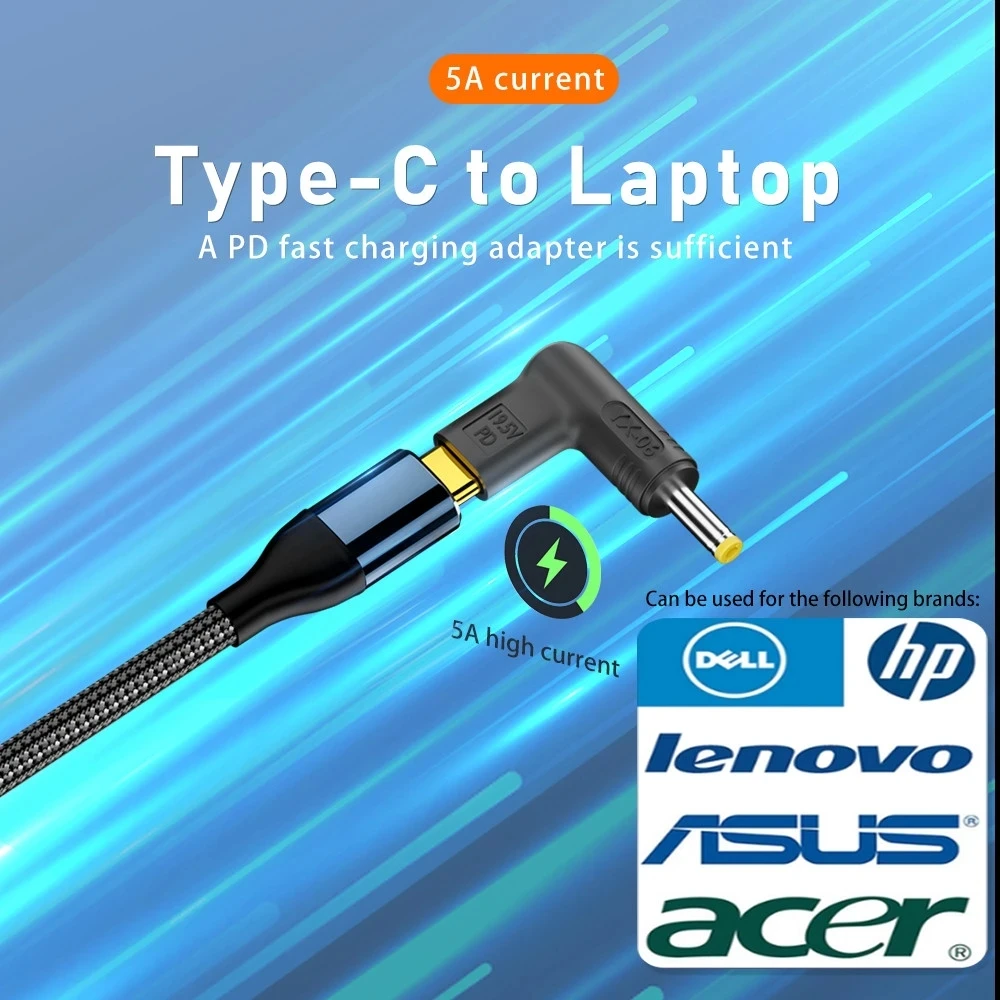 100W USB Type C to DC Fast Charging Adapter Plug Connector Universal USB C Laptop Charger Converter for Dell Asus Hp Acer Lenovo power adapter type c charging dock connectors