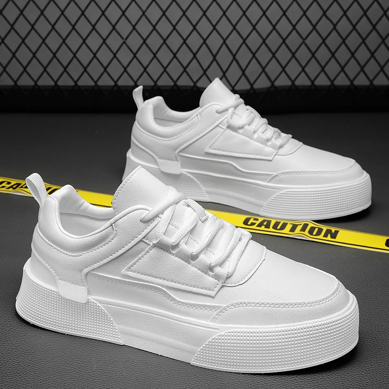 أحذية تزلج رجالية بنعل سميك ، أحذية رياضية بيضاء غ...