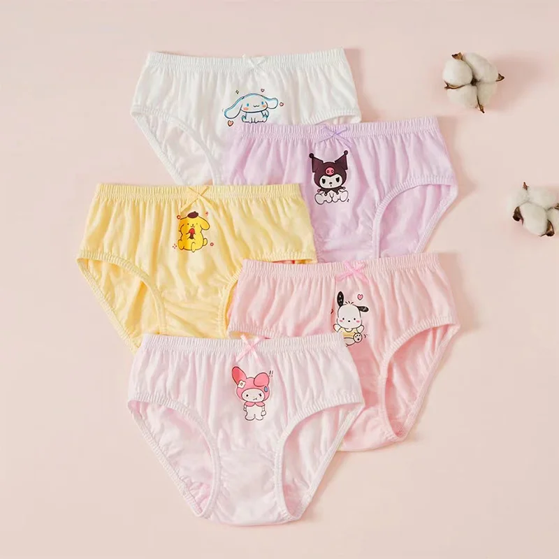 5/10 pezzi ragazze mutandine di cotone personaggio dei cartoni animati Hello Kitty Kuromi Pochacco ragazze carine triangolo biancheria intima morbida prescolare slip 6