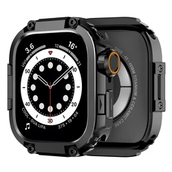 Premium Alloy Bumper Protector Frame for Smartwatch - Metal + PC Protective Cover Accessory (Black black)