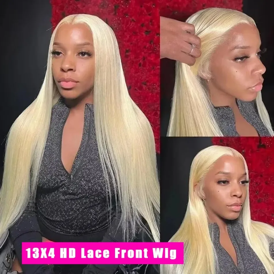 Straight Blonde Human Hair Wigs 100% 13X6 Hd Lace Frontal Wig 38 In Pre Plucked Brazilian Hair Wigs 613 Lace Front Wig For Women