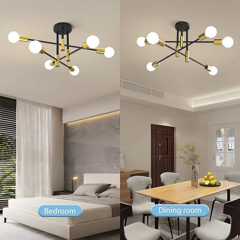 LED Chandelier Modern Led Spider Ceiling Lighting Industrial Iron Black/Golden Nordic Minimalist Home Decoration Living Room Dining Room Ceilin