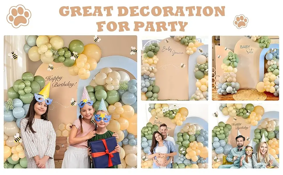 156-teiliges staubiges blaues und salbeigrünes Ballonbogen-Set, sandweißer nackter Ballon für Babyparty, Hochzeit, Geburtstag, Party-Dekoration – Detail 1
