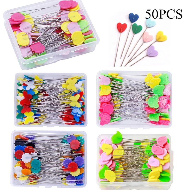 100 Pieces Flat Head Straight Pins, Flower Head Sewing Pins Quilting Pins  for Sewing DIY Projects Dressmaker Jewelry Decoration, Assorted Colors