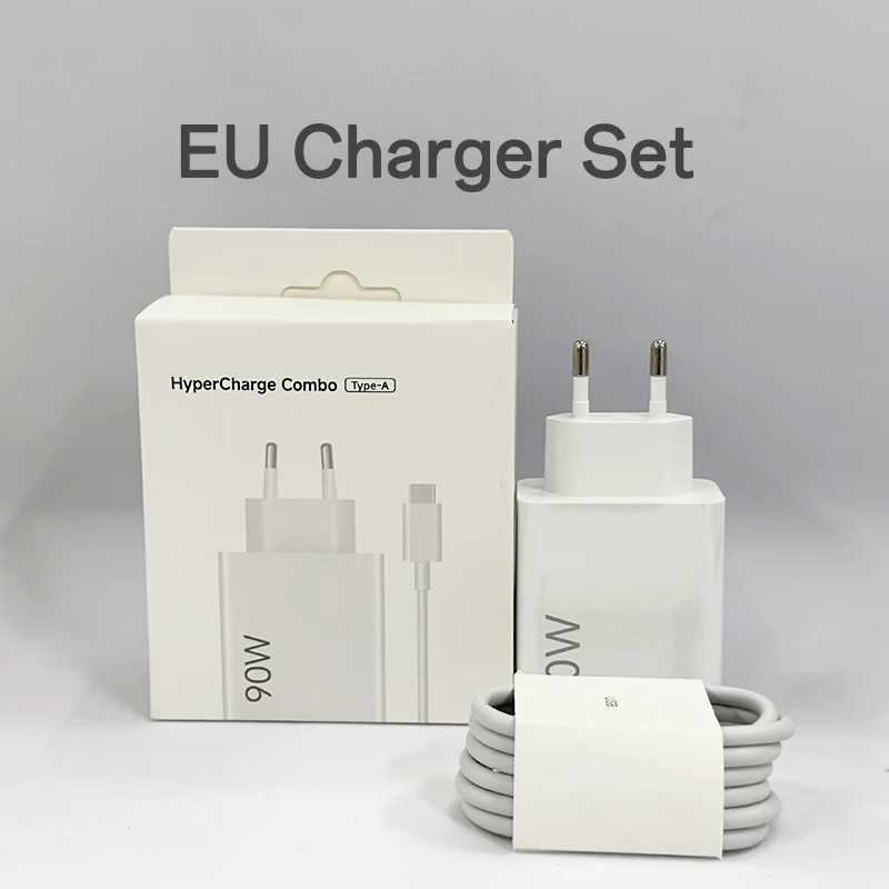 90W USB Fast Charger EU Turbo with Type C USB Charging Cable