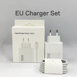 90W USB Fast Charger EU Turbo with Type C USB Charging Cable - EU and 1M Cable