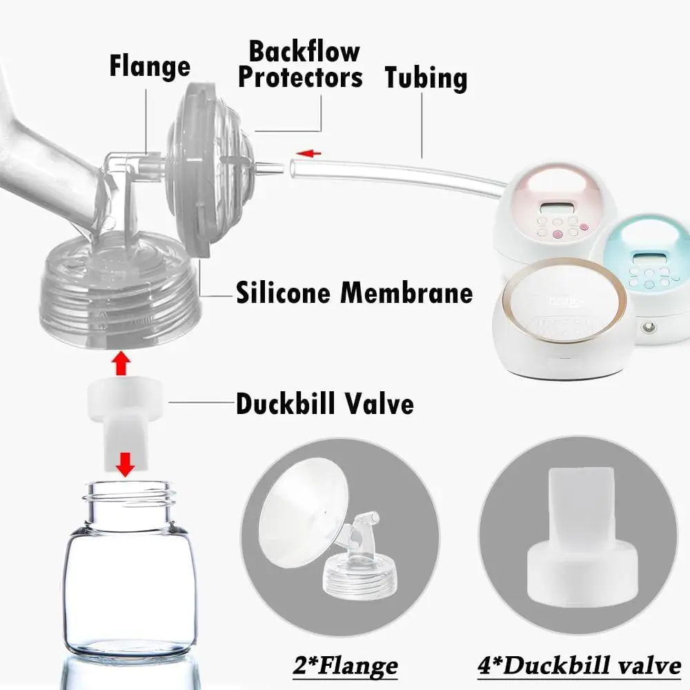 Flange and Duckbill Valve Compatible with Spectra S1/S2/9Plus Breast Pump, Spectra Pump Parts  Accessories Replacement 4