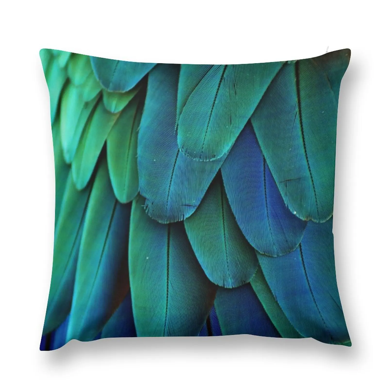

Green and Blue Macaw Feathers Throw Pillow Pillow Case Christmas Pillowcase Cushion Pillow Covers Decorative
