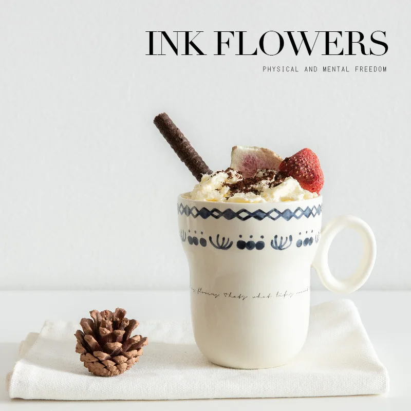 

High grade European simple ceramic coffee cup mug drinking cup milk breakfast cup Korean small fresh cup