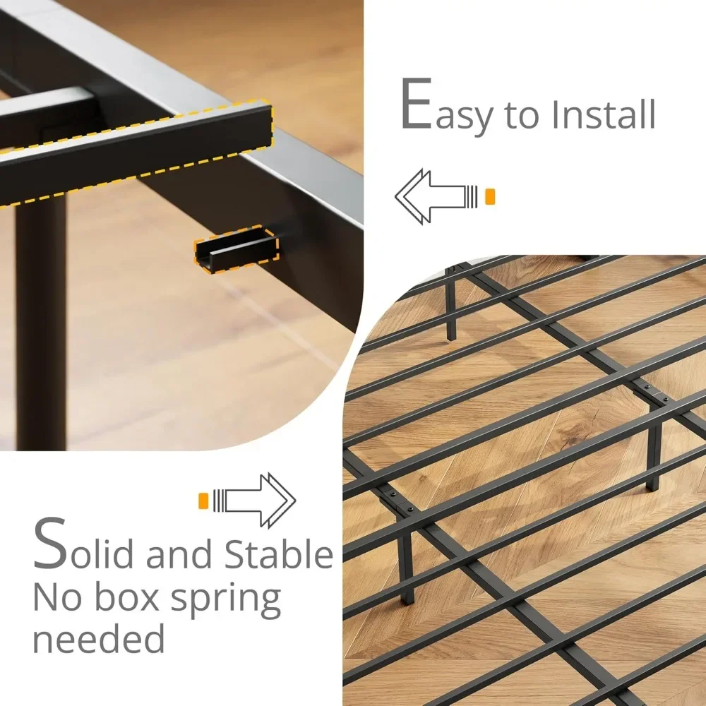 NEW-LIKIMIO King Bed Frame with 4 Storage Drawers, Platform Bed with Charged Headboard, Sturdy and Stable, No Noise, No Box Spri