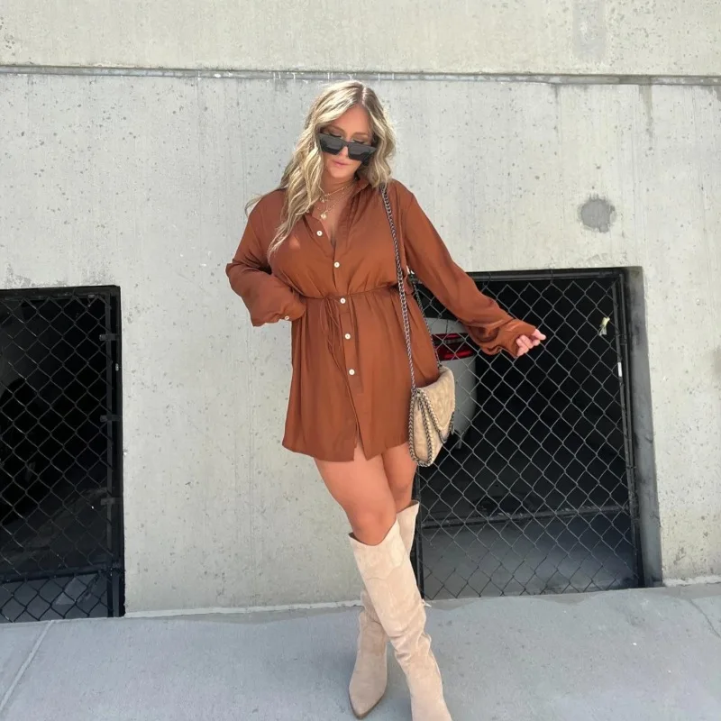 

2023 Autumn New Women's Fashion Solid Color Long Sleeve Shirt Women's Shirt Skirt Блузка Женская