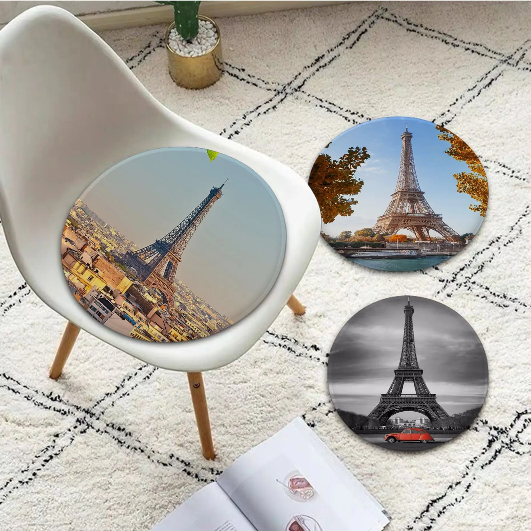 Eiffel Tower Creative Chair Mat Soft Pad Seat Cushion For Dining Patio