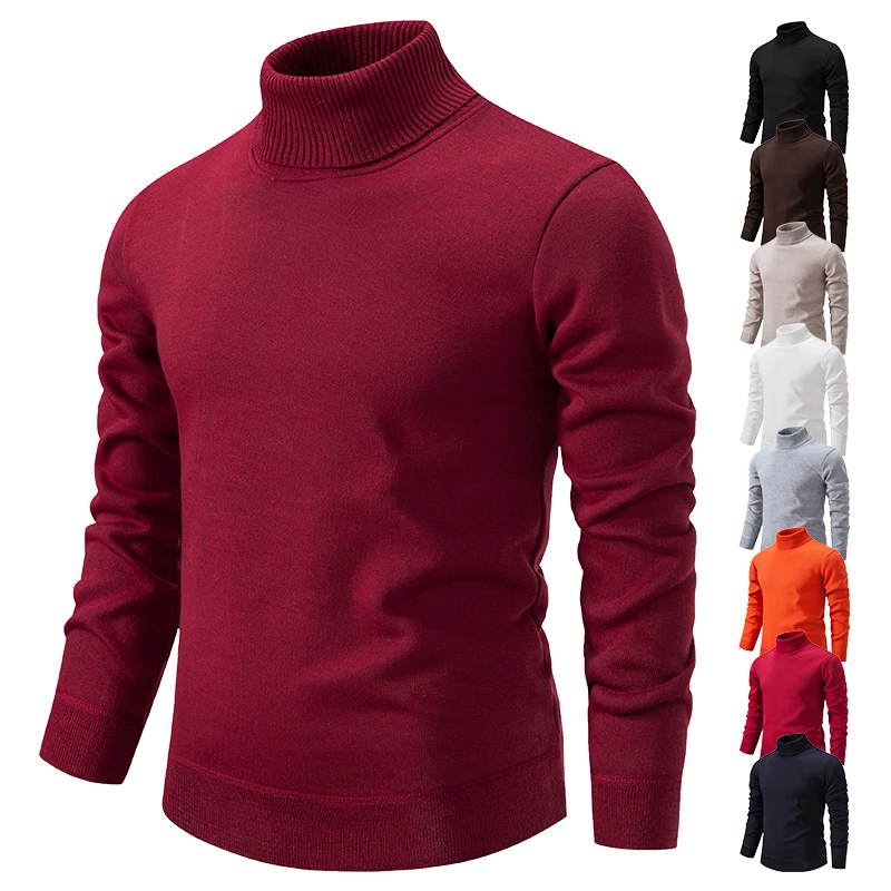 Winter Turtleneck Sweater Men Fleece Knitted Pullovers Elegant Solid Y2K Clothing Luxury Warm Designer Slim Korean Clothes
