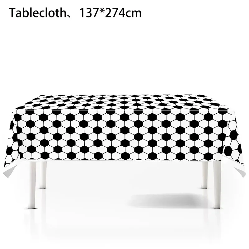 Fußball Geburtstagsdekoration Einweg-Tischgeschirr-Set Teller Becher Servietten Ballon Hintergrund Babyparty Partyzubehör – Detail 4