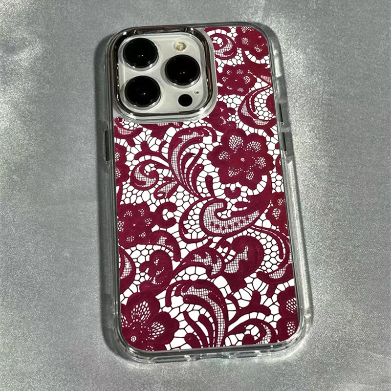 Elegant Black Lace Pattern Soft Phone Case