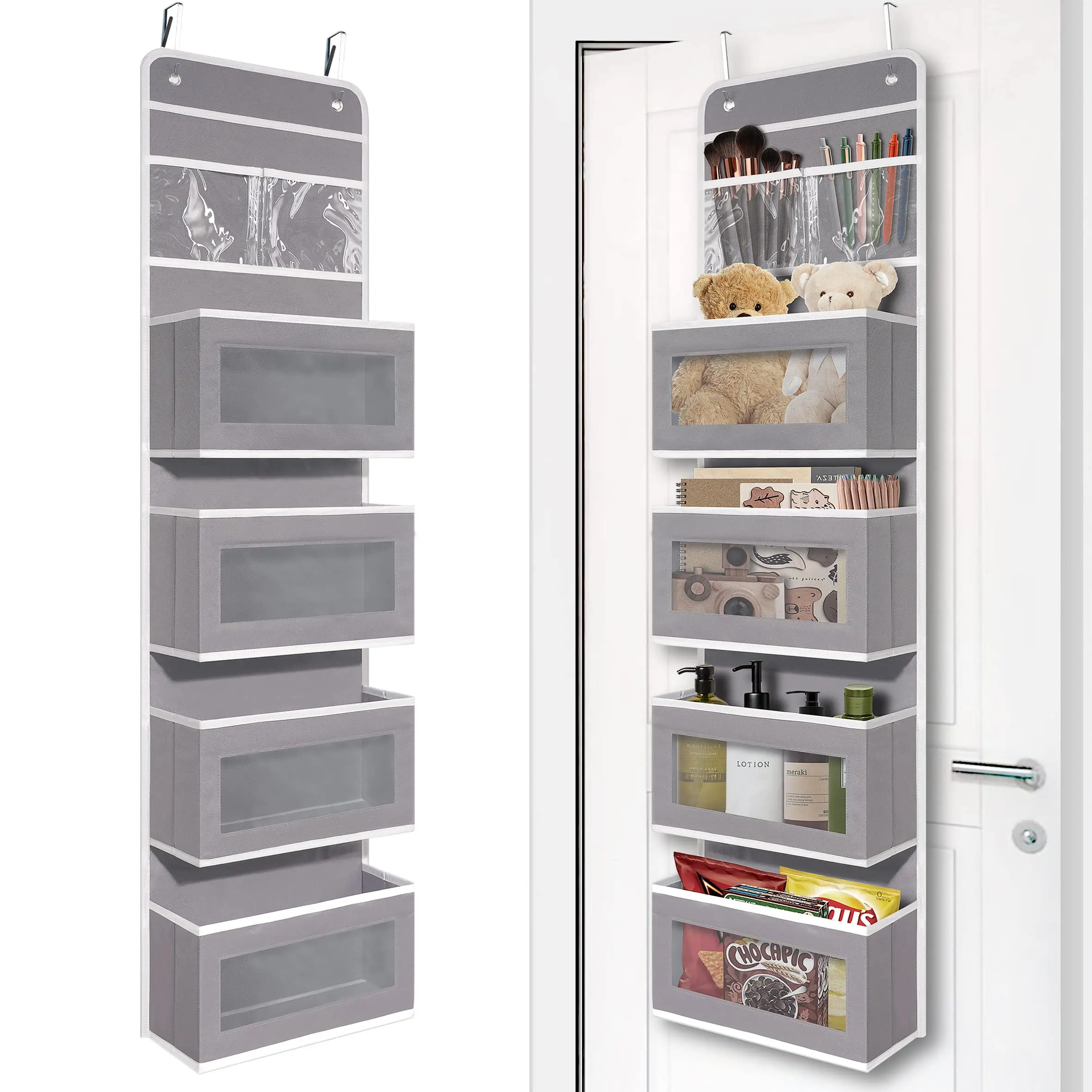Door Hanging Organizer Storage with 4 Big Pockets Nursery Closet