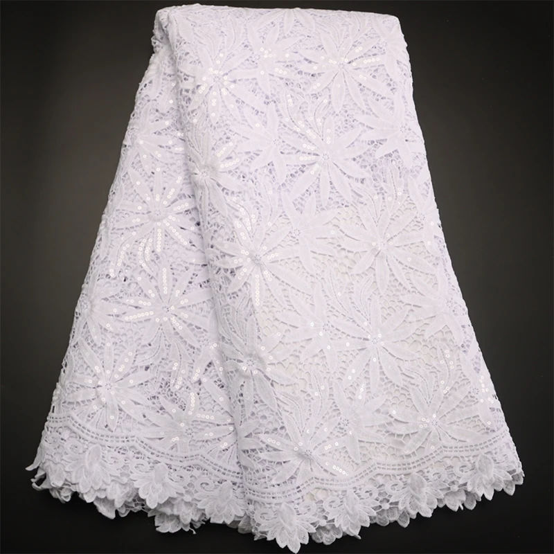 

New Arrival African Water Soluble Lace Fabric 2022 High Quality French Sequins Mesh Embroidery Fabric For Wedding Cloth Dresses