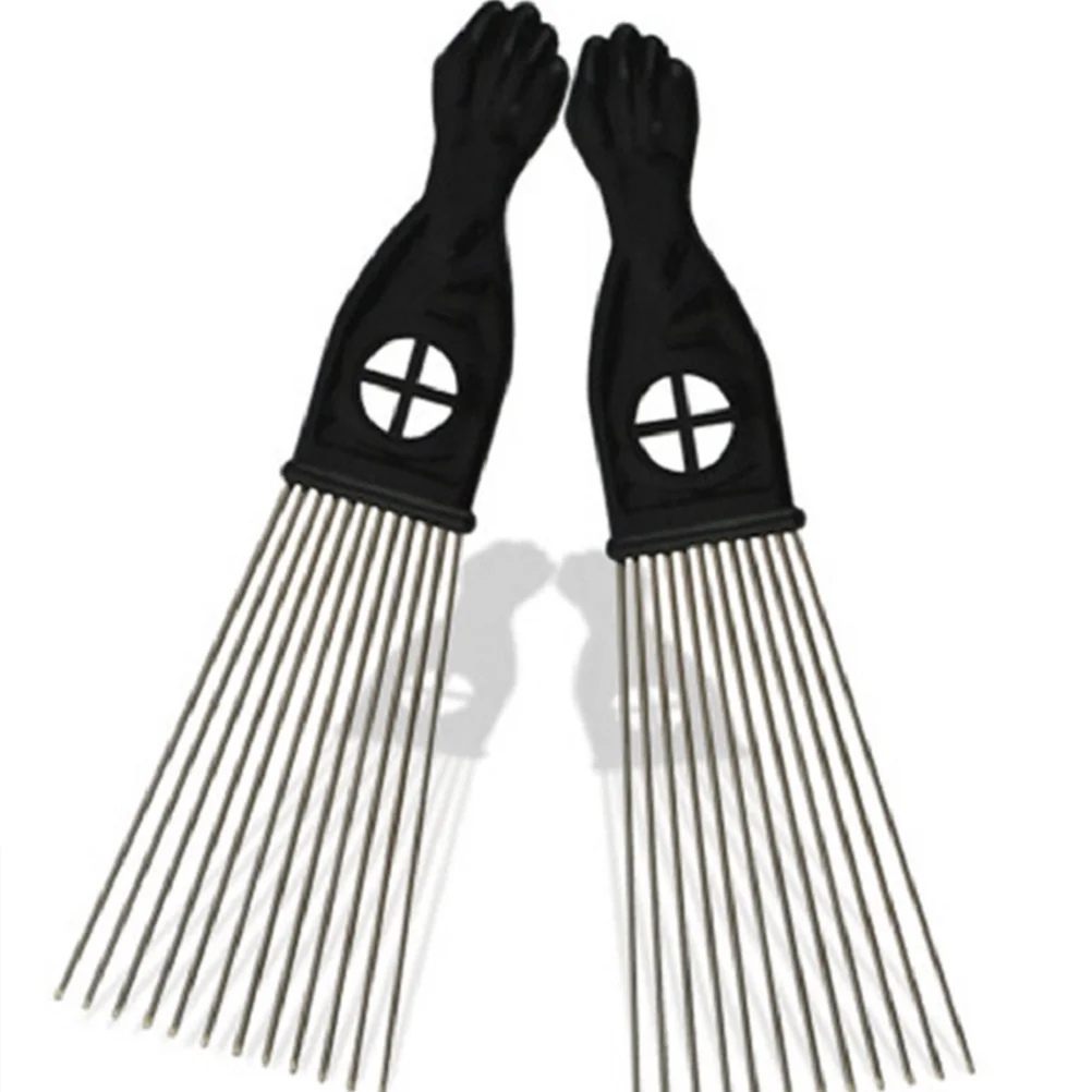 

2 Pcs Rake Hair Brush Slick Comb Combs Wide Hairbrush Brushes Steel Needle Portable