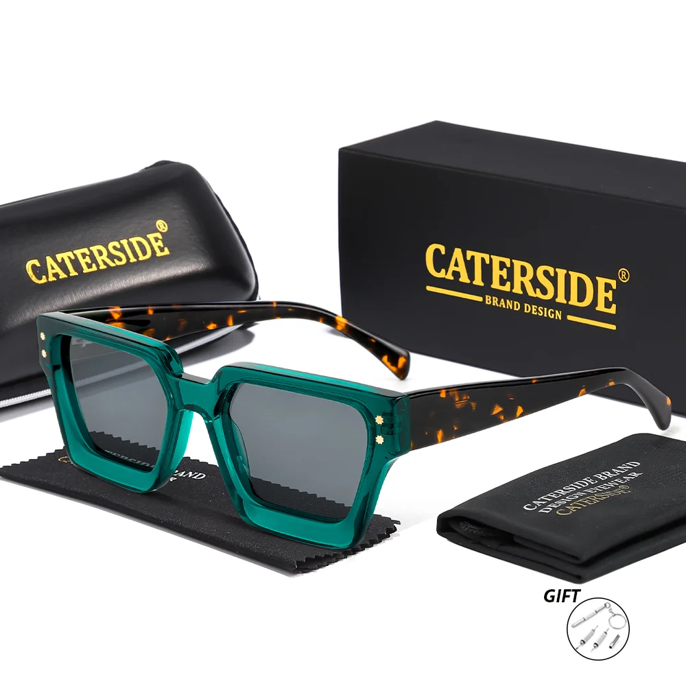 CATERSIDE Retro Herren-Sonnenbrille, hochwertige Acetat-Brille mit dickem Rahmen, Korrektionsbrille für Damen, Myopie- und Hyperopie-Brille – Detail 6