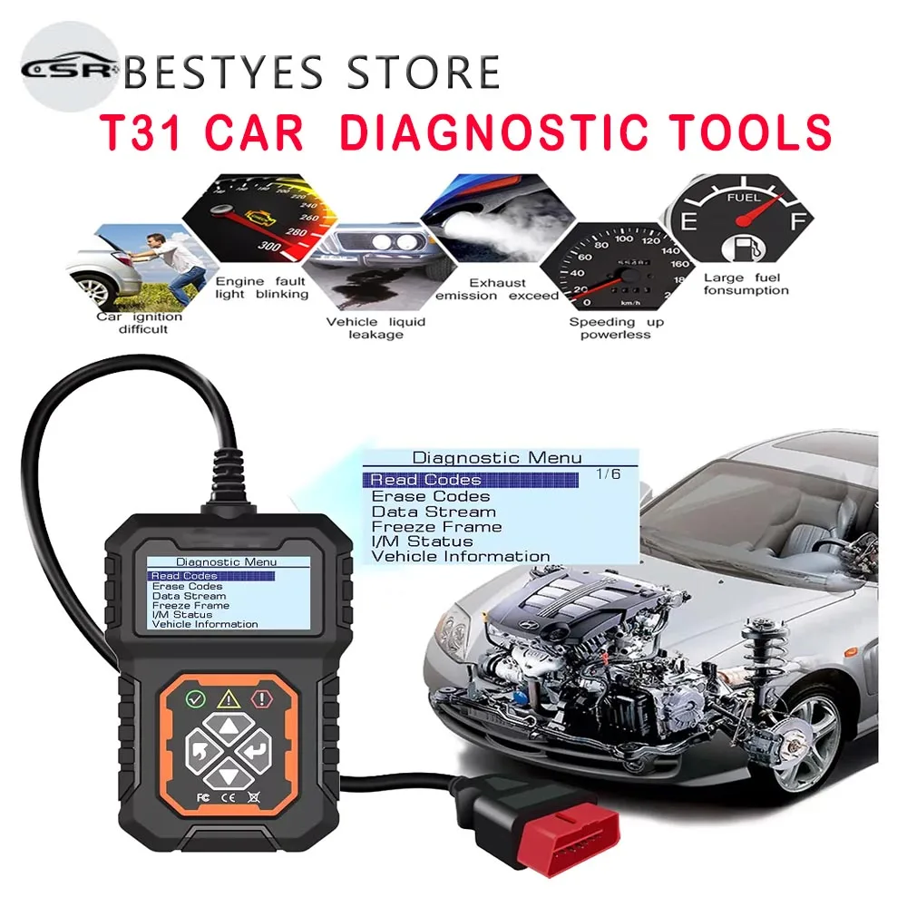 T31OnboardOBD2DiagnosticToolAutomotiveProfessionalCodeReader