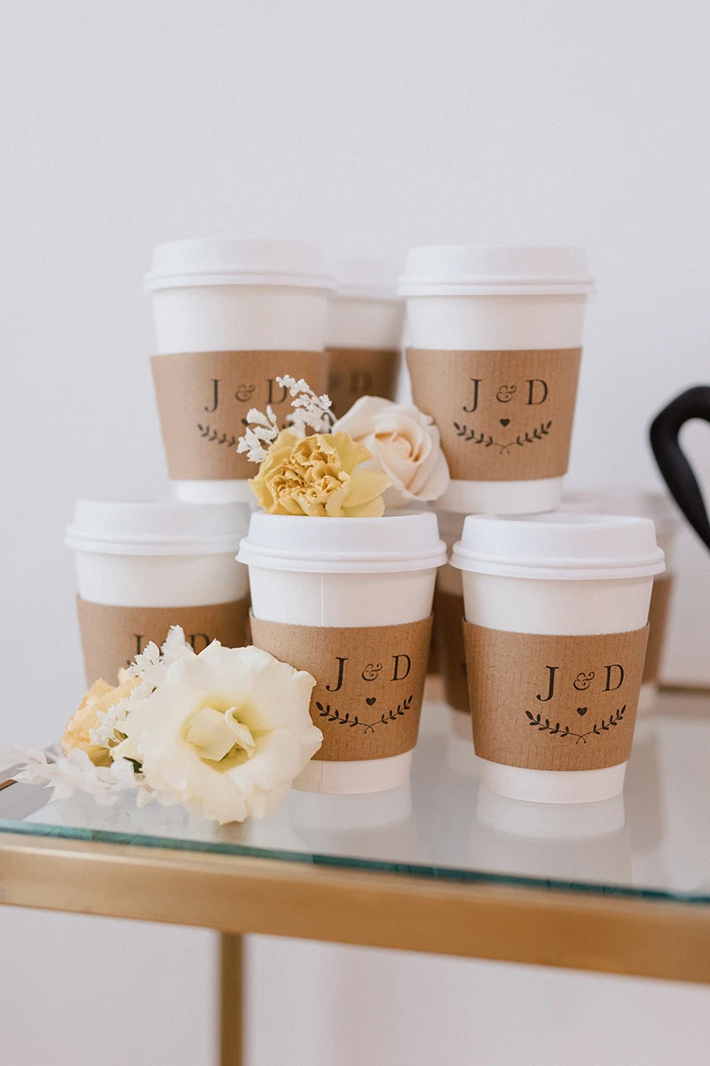 Personalized Disposable Ice Coffee Cup Sleeves Wedding Party Heat-Insulated Cup Holders... - SKU DCCS1225 - UGI Packaging