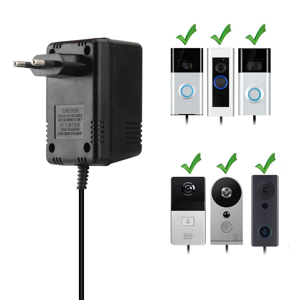 Transformateur de chargeur 18V AC, prise US UK EU, câble pour sonnette sans  fil Wifi, caméra, adaptateur d'alimentation, anneau d'interphone vidéo IP  110V 220V