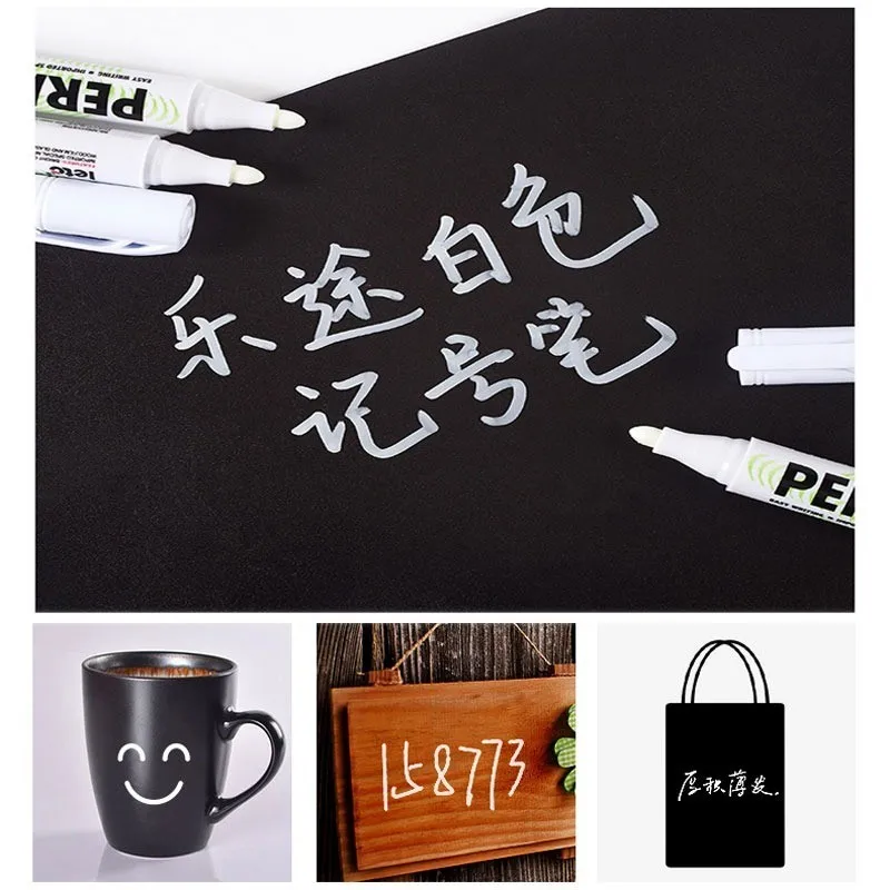 1/2/5pcs Oily White Marker Pen 3.0mm Oily Waterproof White Gel Pens Writing Drawing Graffiti Stationery Wrting School Supplies