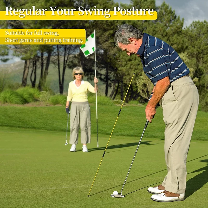 Golf Alignment Sticks Training Aid 2 Pack,3-Section 48 Inch Golf Swing Trainers Foldable Practice Rods Aiming Sticks 5