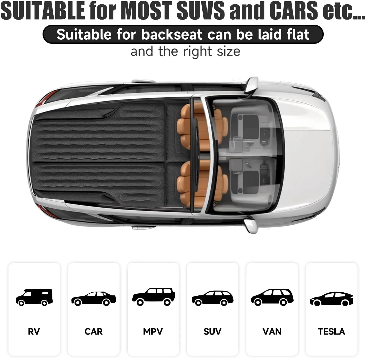 Inflatable SUV Air Mattress Bed Car Mattress for SUV Double-Sided Flocking Travel Camping Bed Car Air