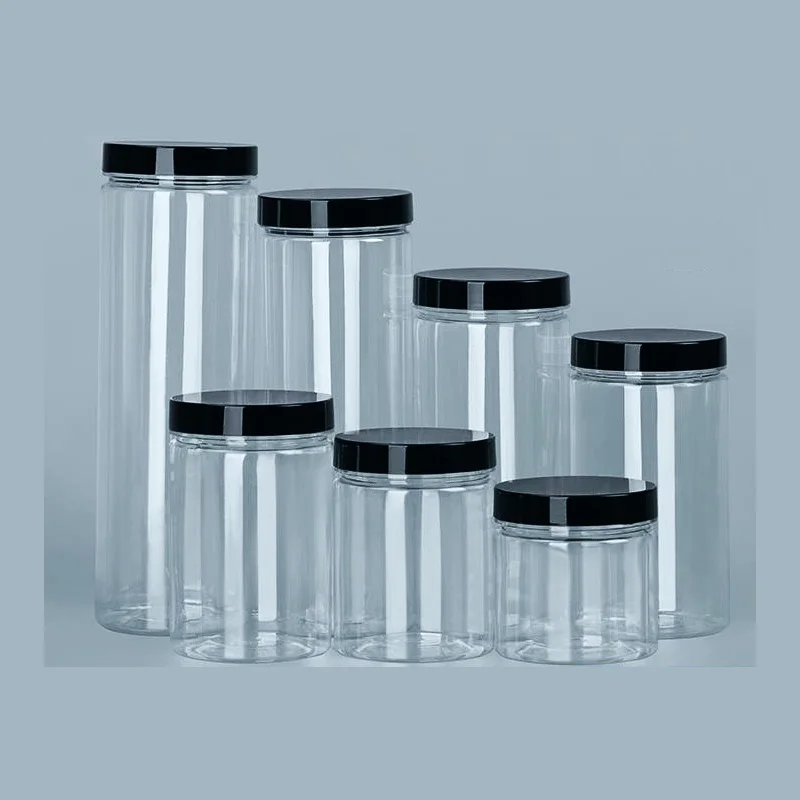 Clear Sealed Can With Lid Plastic Empty Packing Bottle Circular Storage Bucket Biscuit Jar Food Grade Sealed Cans Tank Container 4
