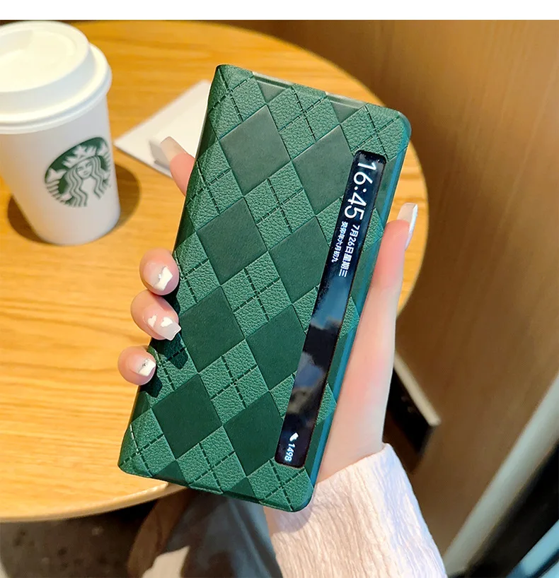Luxury Leather Wallet Flip Cover with Smart View Window and Enhanced Protection