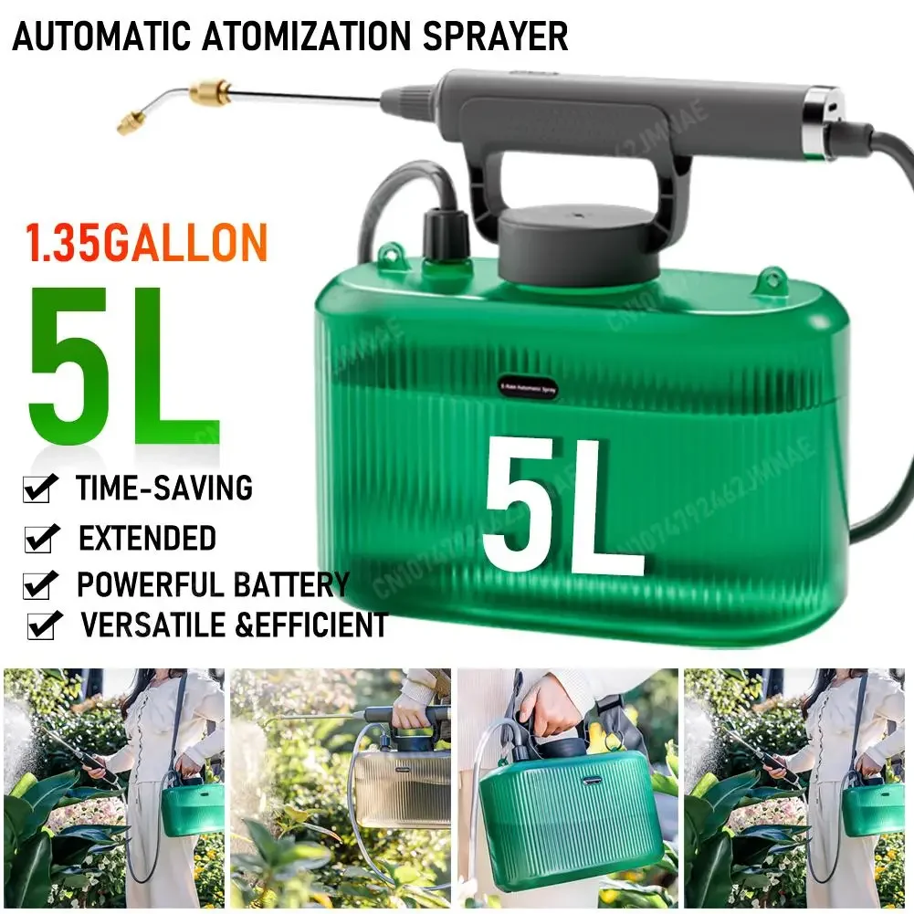 5L Electric Garden Sprayer With Spray Gun Telescopic Wand Automatic Garden Plant Mister USB Rechargeable Lawn Irrigation Tools