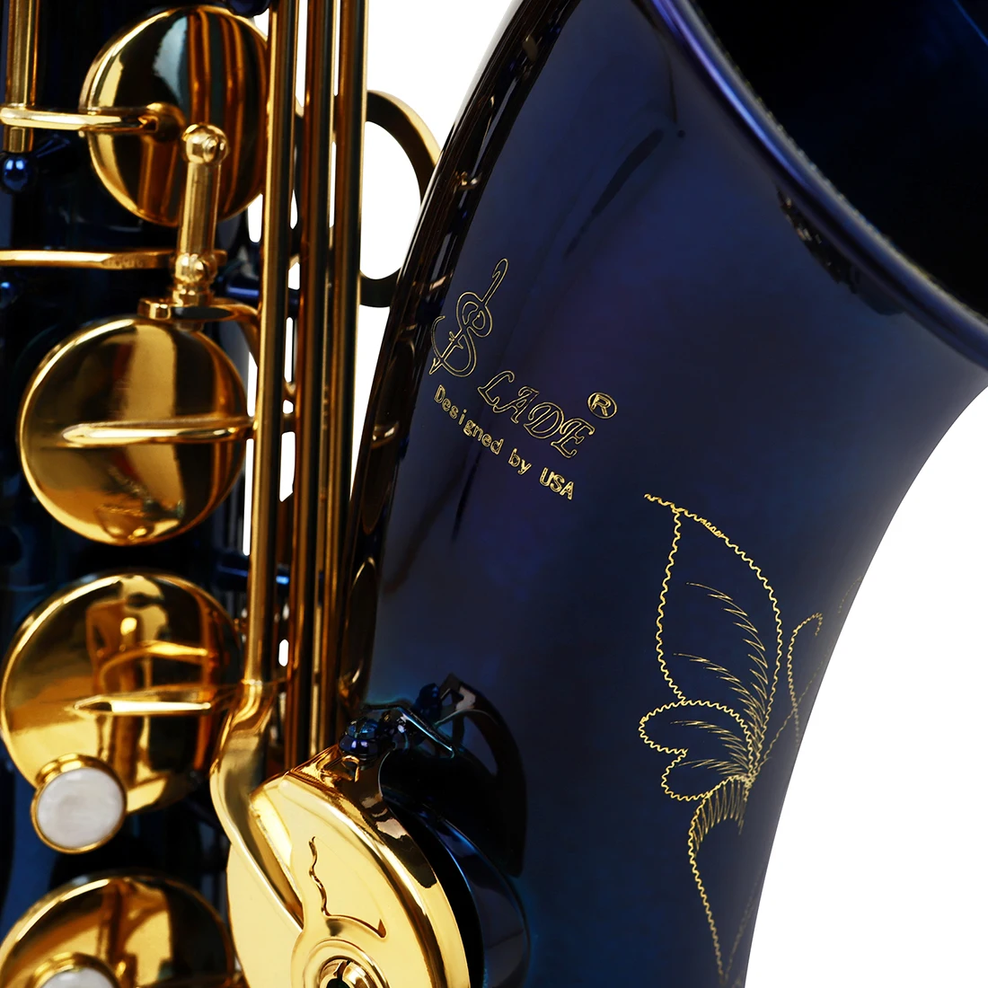 Heißer Verkauf Blau Gold Saxophon Bb Tenor Saxophon Messing Musikinstrument Professionelle mit Fall Pinsel Trimmer Reinigung Kit – Detail 8
