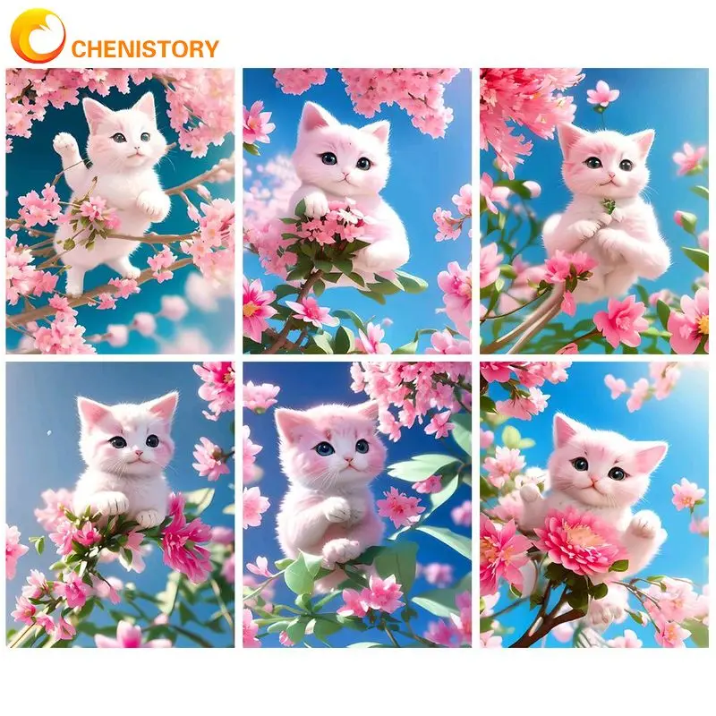 

CHENISTORY Mordern Paint By Numbers Paint Kit Little Cat Drawing On Numbers Handicrafts Home Decors On Canvas Personalized Gift