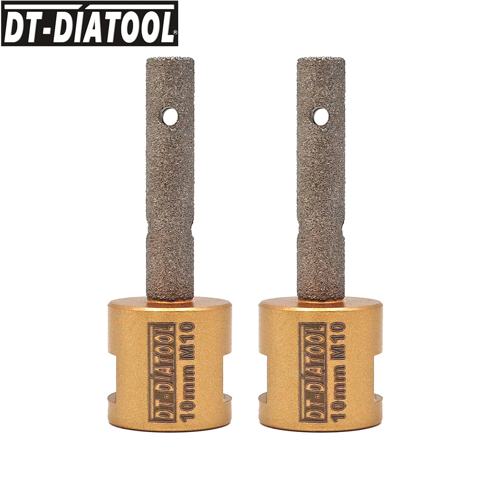 

DT-DIATOOL 2 шт. диаметр 10 мм М10 нитка Вакуумные Паяные алмазные наконечники для мрамора гранита фарфора зернистость пила для отверстий гранит мрамор