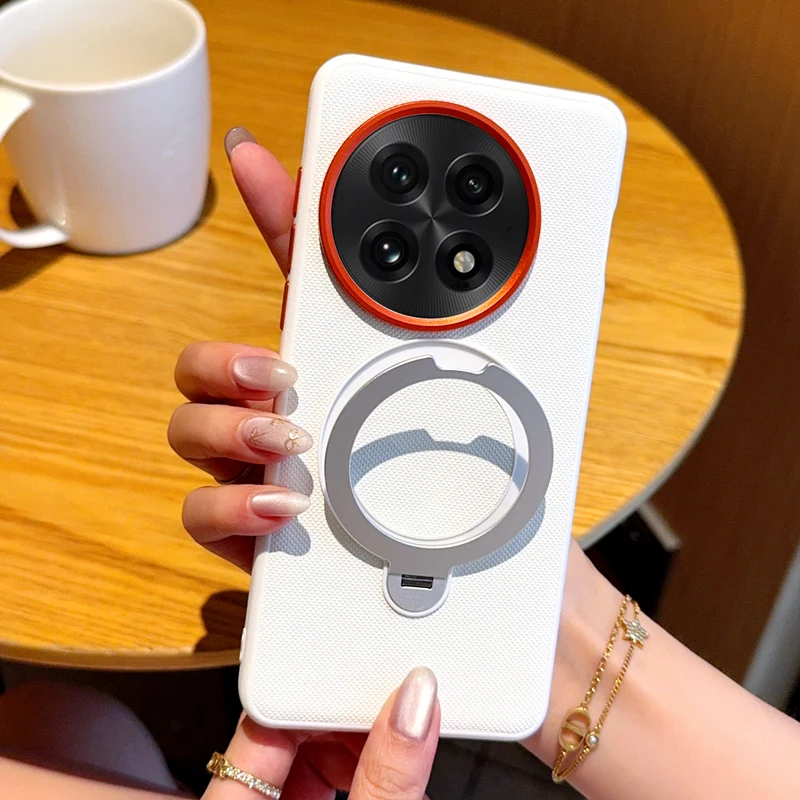 Magnetic Luxury PU Leather Phone Case with Rotatable Ring Stand
