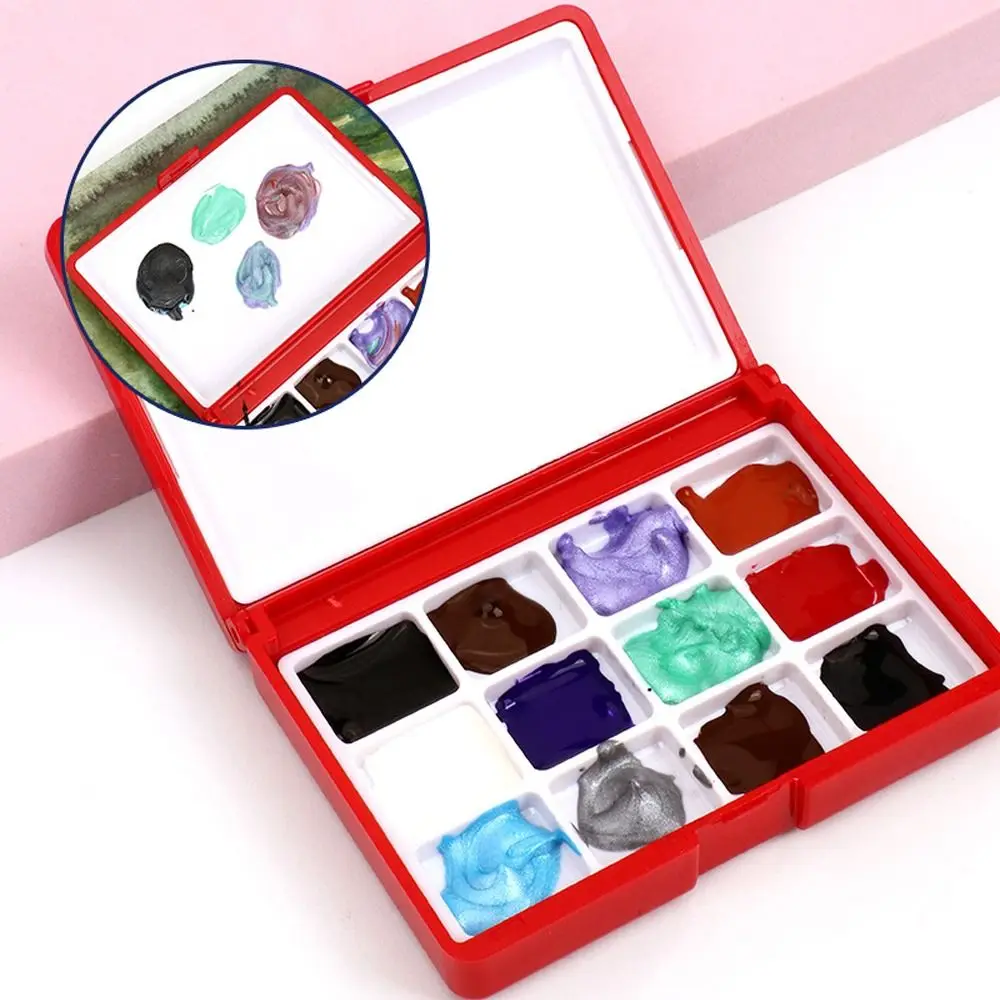 12/24 그리드 미니 수채화 물감 상자 휴대용 1ml 페인팅 안료 상자 빈 아티스트 여행용 스케치 팔레트 전문 페인팅용