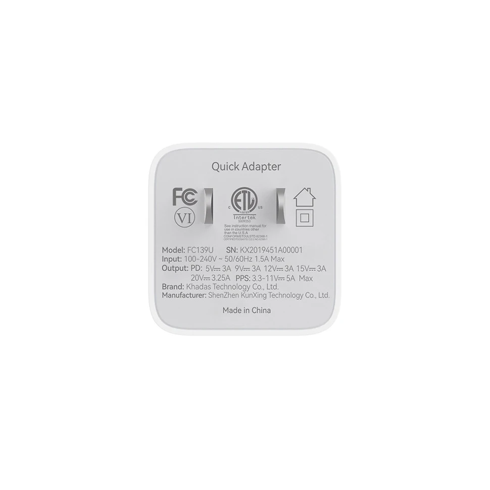 Khadas 65W GaN Fast Charging Adapter