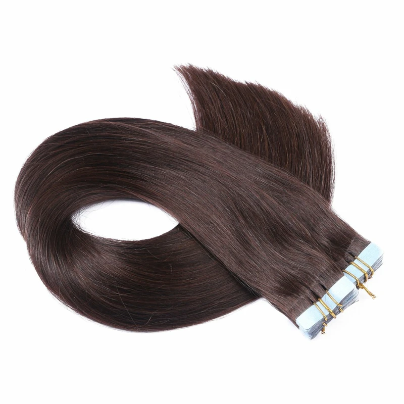 #2 Dark Brown Remy Tape In Human Hair Extensions Machine-made 30inch PU Virgin Hair Extensions Skin Weft Human For Women